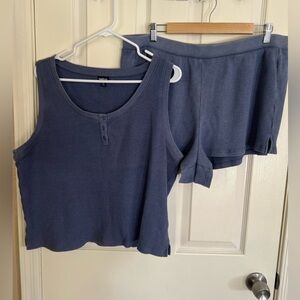GapBody Blue Ribbed Lounge Set XL – Tank Top & Shorts Matching Set
